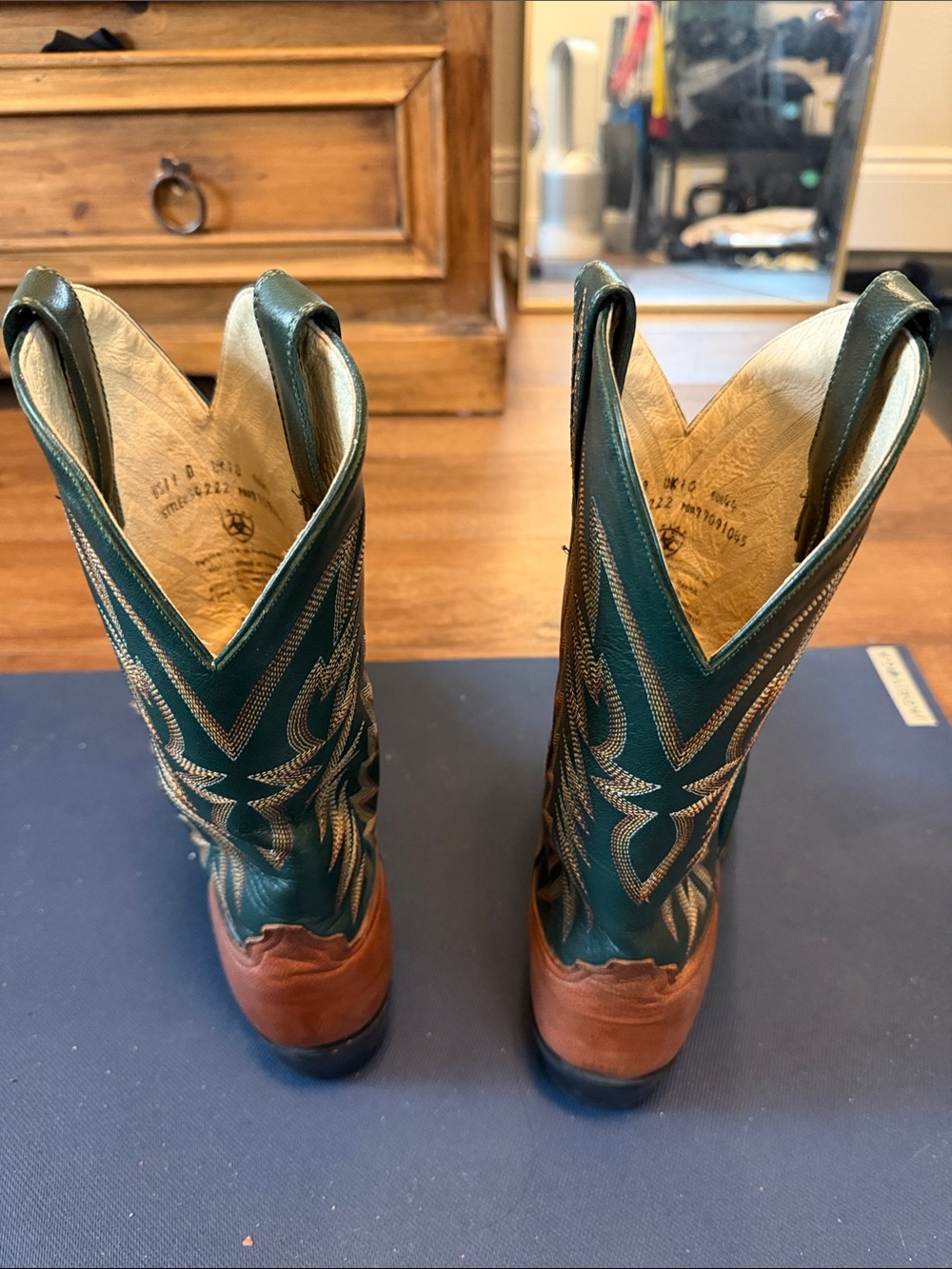 Circa 2006 Ariat Heritage Leather Two-Tone Cowboy Boots Men's 11D Made In Mexico - Picture 3 of 6